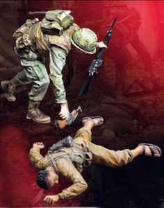 1-35-Resin-Nam-War-US-Soldier-amp-Dead-Enemy-unpainted-unassembled-BL946