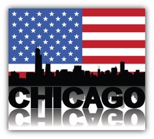 Chicago City USA Flag Label Car Bumper Sticker Decal - "SIZES"