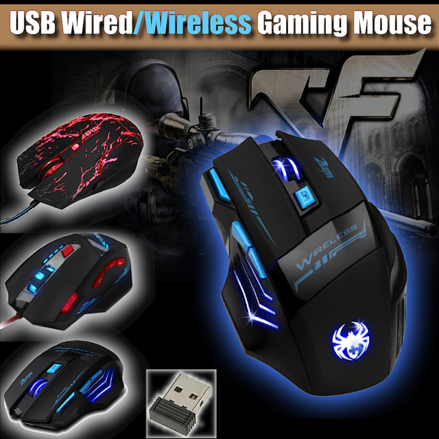 Wired LED Light 4000DPI Optical USB Ergonomic Pro Gamer Gaming Mouse Metal Plate Game Pro Gamer Computer Mice,bla,