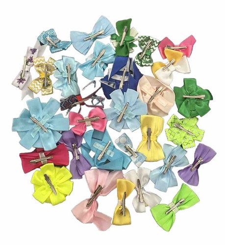 30pcs Baby Girls kids Ribbon Bow Alligator Hair Clip Bows Clips School Pair (5) - Picture 2 of 2