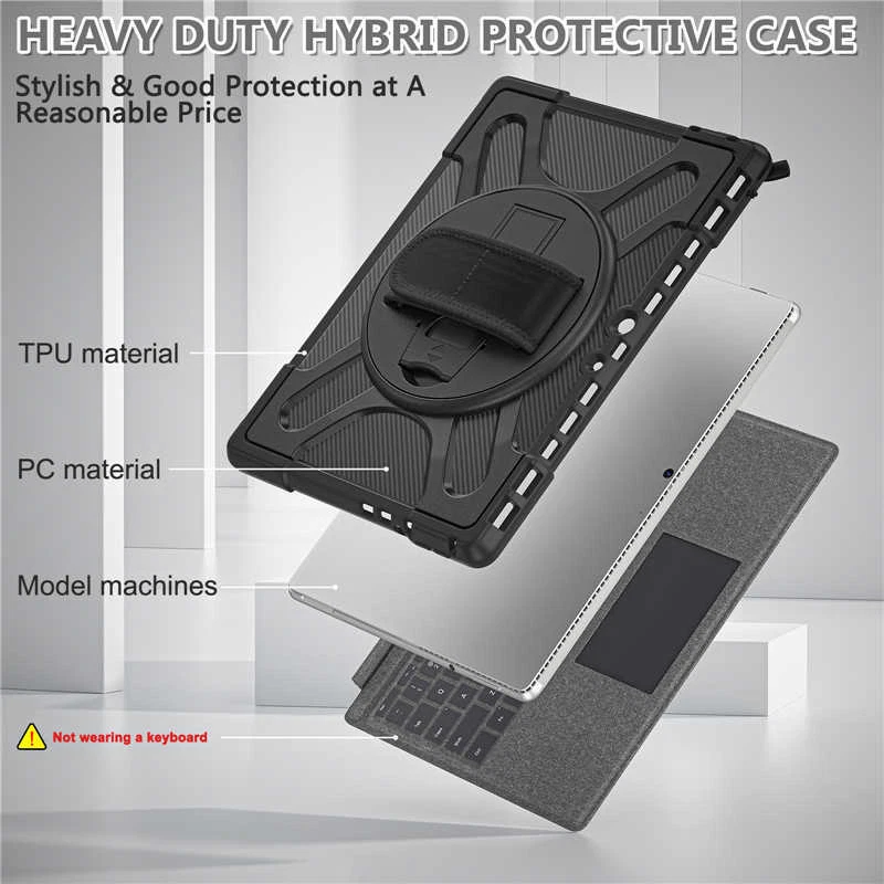 For Microsoft Surface Pro 8 7 6 5 4 Go Tablet Shockproof Stand Case Rugged Cover - Image 2 of 4
