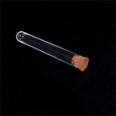 10Pcs/lot Plastic Test Tube With Cork Vial Sample Container Bottle TK