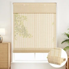 SEEYE CORDLESS NATURAL BAMBOO ROMAN ROLL-UP LIGHT FILTERING SHADE BLIND 24” x 64