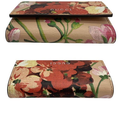 GUCCI 6-Key Case Floral Flower Motif Beige Leather - Picture 6 of 9
