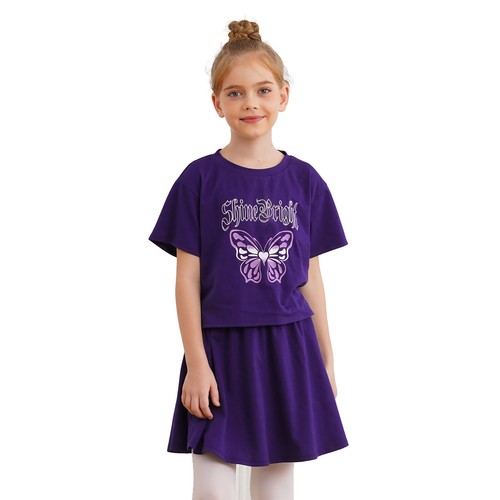 Kids Girl's Tracksuit Stage Dress-up Cute T-shirt With Skirt Festival Party - Picture 19 of 30