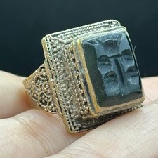 Very old ancient Roman intaglio of butterfly on stone ring