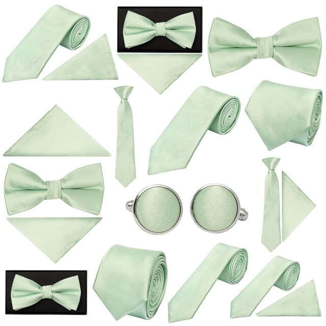 Pale Mint Satin Classic Skinny Mens Boys Wedding Formal Page Groom's Bow Tie's