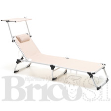 Lettino Prendisole in Alluminio con Cuscino e Parasole Ecrù da Mare Giardino