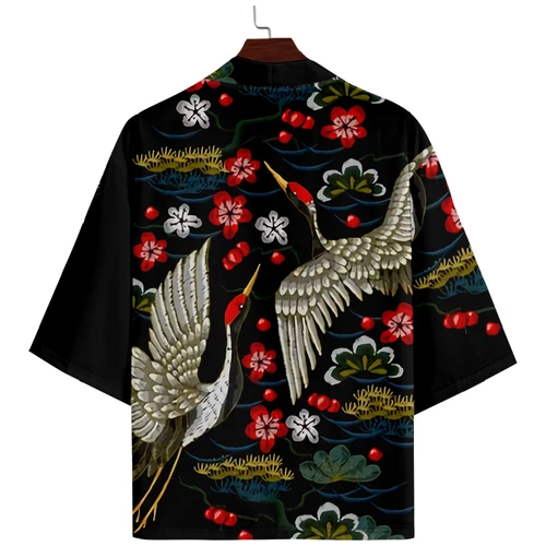 Hombres Kimono Japonés Yukata Albornoz Cárdigan Suelto Prendas de abrigo Verano Fino - Imagen 4 de 12