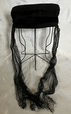 Vintage 40's Wool and Velvet Merrimac Hat Corp Black Ladies Hat Pillbox Beret