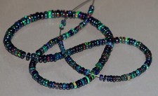Natural Ethiopian Black Opal Rondelle Beads 3-4mm Smooth Fire Gemstone 16 Inch