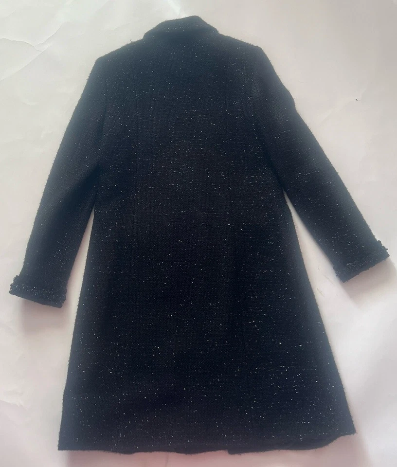 Vestido Abrigo Mujer Nine West Negro Lentejuelas Tweed Botón Frontal Semi Ajustado Talla 8 Foto 4 de 4