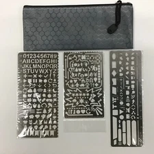 3Pc Stainless Steel Metal Bullet Journal Stencil Set Planner Journaling Art