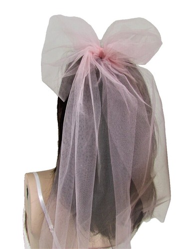 Vintage 50s Halo With Veil Pink Ring w/Netting And Bow Union  display picture 1