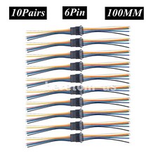 10Pairs JST 6-Pin SM Plug Male and Female Connctor Adapter Cable 100mm Wire