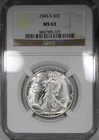 1945-S Walking Liberty Half Dollar NGC MS63 Mostly White Flashy PQ+