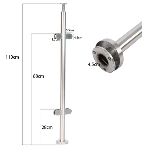 Grade 316 Stainless Steel Post & Rail Balustrade kit with 10mm Toughened Glass - Picture 18 of 30