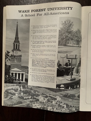 Vintage 1974 Wake Forest U vs UNC Fußballprogramm - zu Ehren der NCAA Golfplätze! - Bild 10 von 17