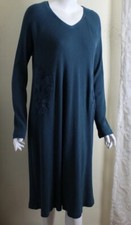 Soft Surroundings Sz L Blue Teal Floral Waffle 43.5" Long Dress or Tunic