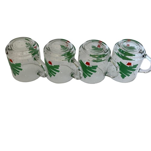 Dayton Hudson Set of 4 Luminarc Christmas Tree Mugs Clear Confetti Glass 1988 - Picture 4 of 11