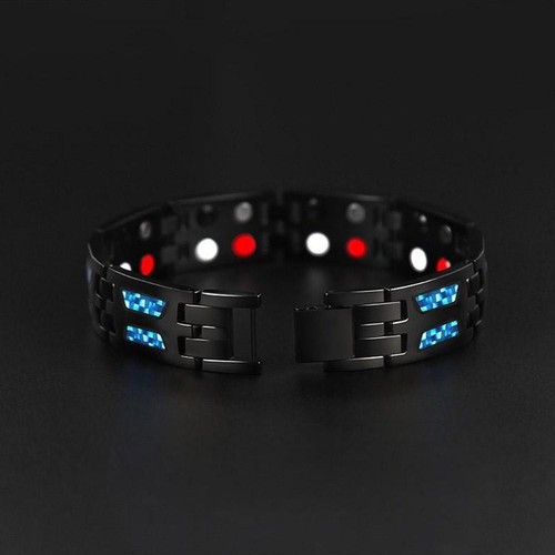 Carbon Blue Titanium Magnetic Therapy Bracelet, Double Row Ultra Strength SALE - Picture 13 of 17