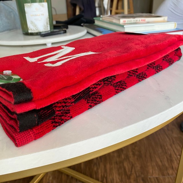 KOHL'S M MONOGRAMMED HAND TOWELS RED FLANNEL SET OF 2 NEW eBay