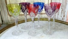 6 verre à vin en cristal coloré taillé ancien VAL SAINT LAMBERT ? 