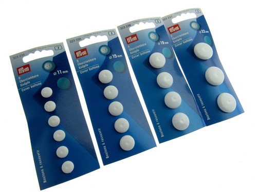 Round Plastic Self Cover Buttons Prym Hang Sell Cards -11mm / 15mm / 19mm / 22mm - Picture 2 of 19