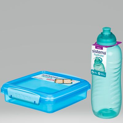 Sistema Twist 'n' Sip Wasserflasche 460ml + Lunch-Sandwich-Boxen 450ml, BPA-frei
