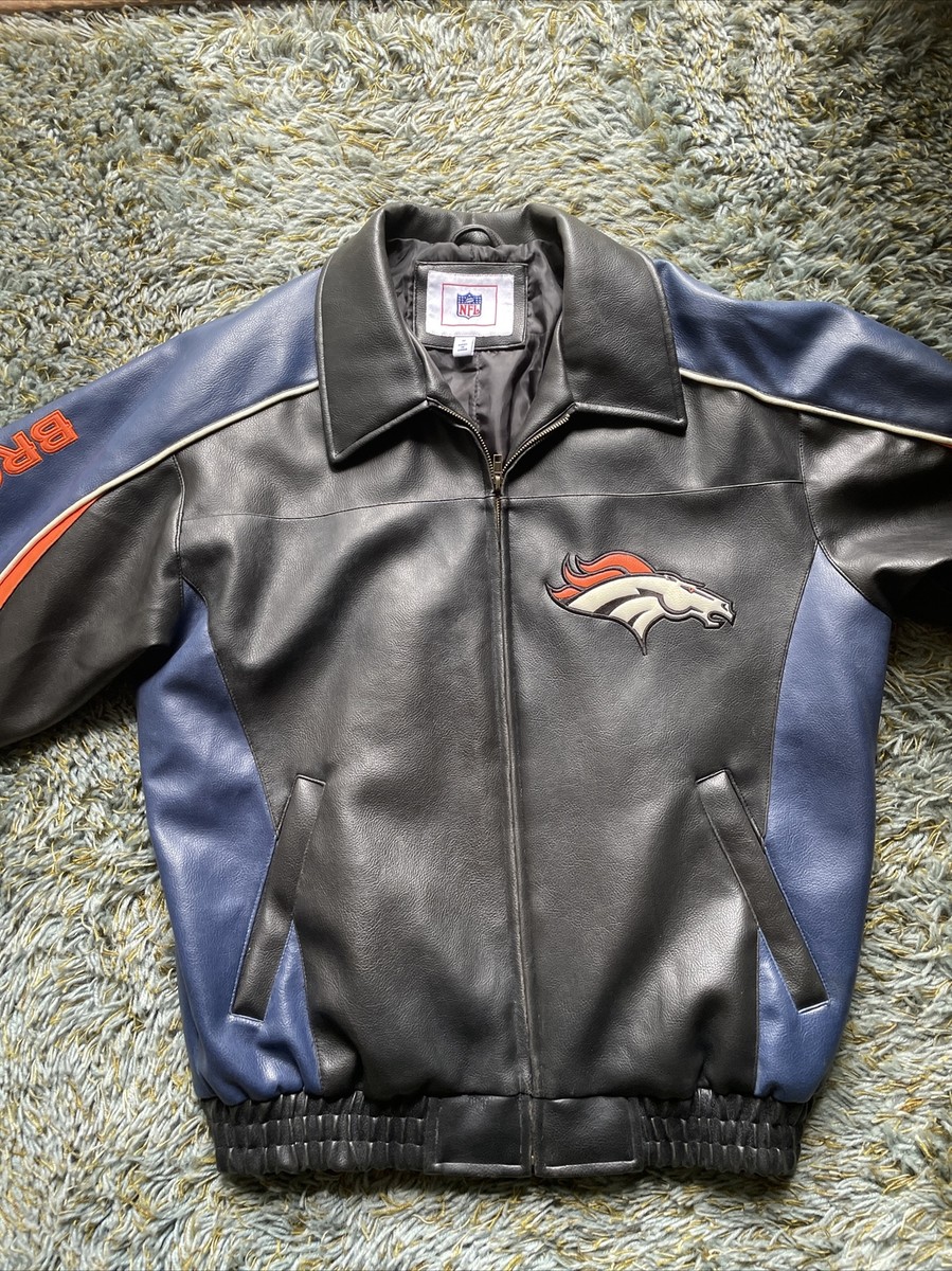Vintage Denver Broncos Leather Bomber Jacket Coat Medium With Embroidery  Nice