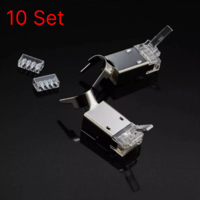 10 Pack Shielded RJ45 Plug Cat6a CAT7 FTP 8P8C Network Connector 1.45mm Hole