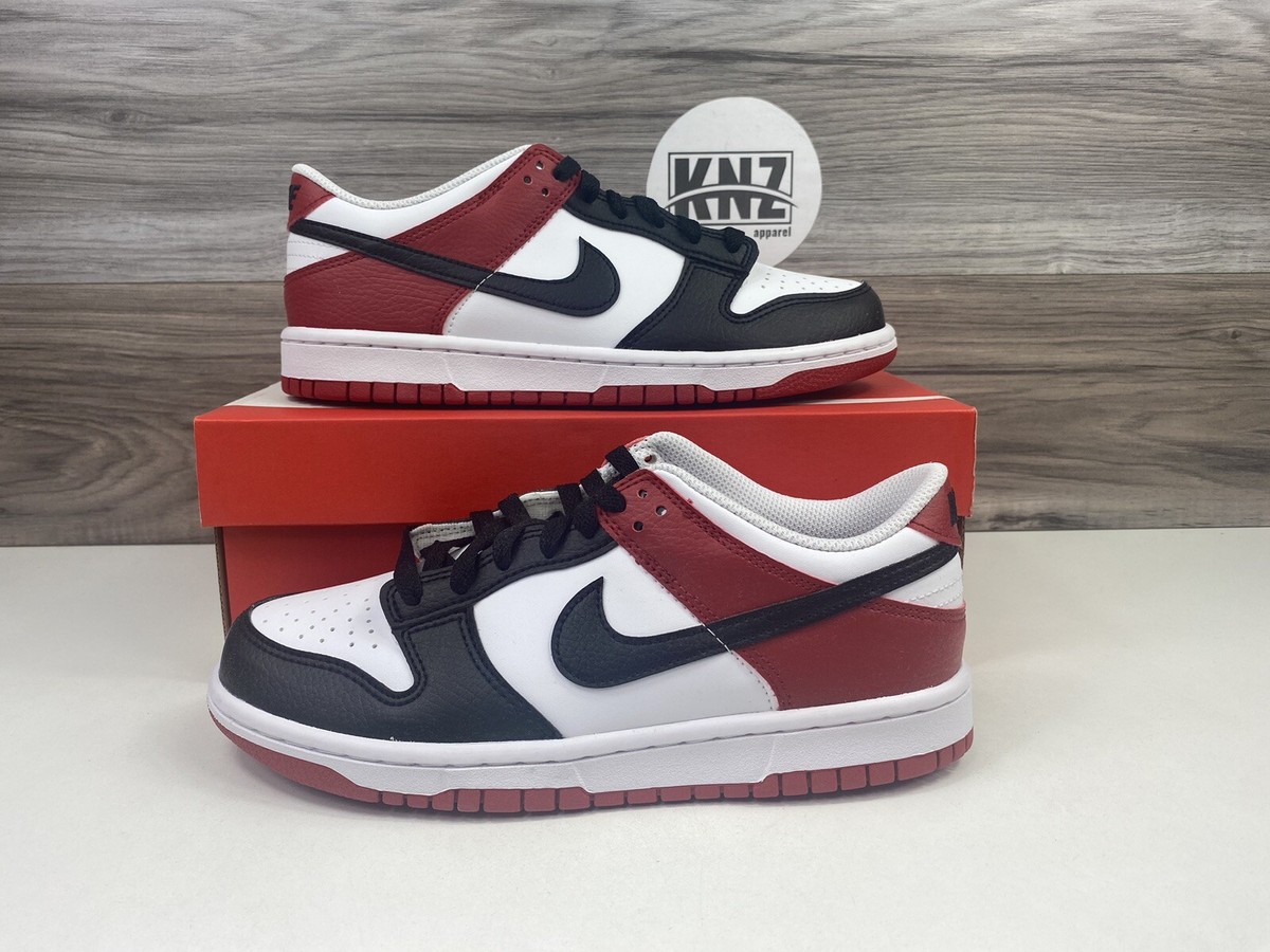 **NEW Nike Dunk Low 'Chicago' Black Toe White Gym Red (HF9980 600) GS Youth*