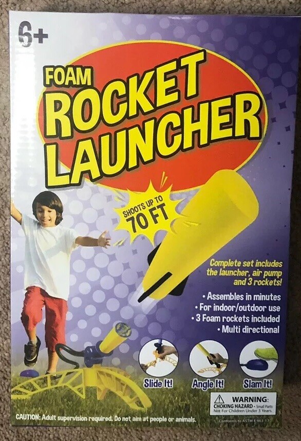 Air Pump Rocket Go Up To 70’ Air Pump Powered Outdoor Toy W/ 3