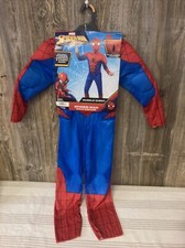 Marvel Spiderman Padded Jumpsuit Costume Size Small 4-7 Muscles Mask Spider Man