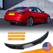 Rear Trunk Spoiler Wing For 2014-2023 Infiniti Q50 Sedan PSM Glossy Black Style