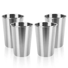 4 Pack 12oz Stainless Steel Drinking Glasses Stackable Cup for Travel Camping