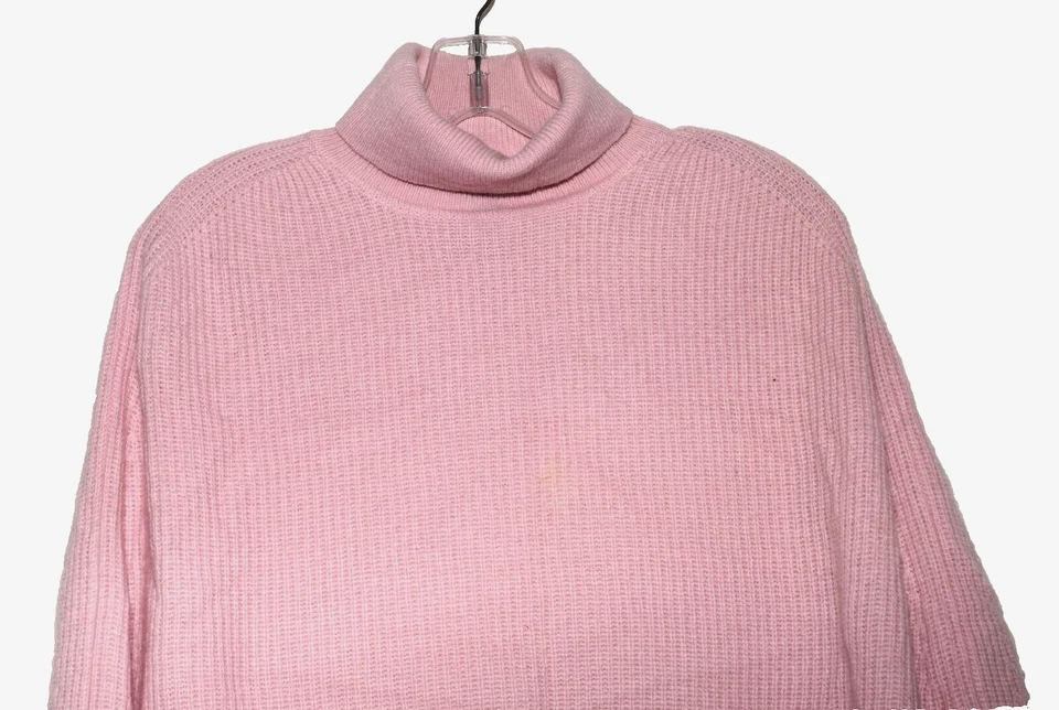 Poncho Suéter INC International Concepts Rosa Cachemira Cuello Alto 3.5" Flecos Foto 2 de 4