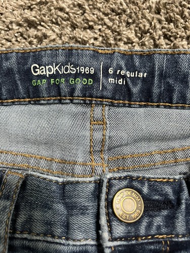 GapKids Girls Denim Shorts Sz 6 reg midi adj waist - Picture 3 of 5