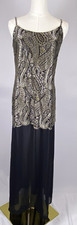 Ritmo di Perla Maxi Dress Womens Size 6 Black Gold Metallic Paisley Italian Glam