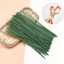 100pcs Plastic-clad Iron Flower Stem for Artificial Hydrangea Rose Head Stick