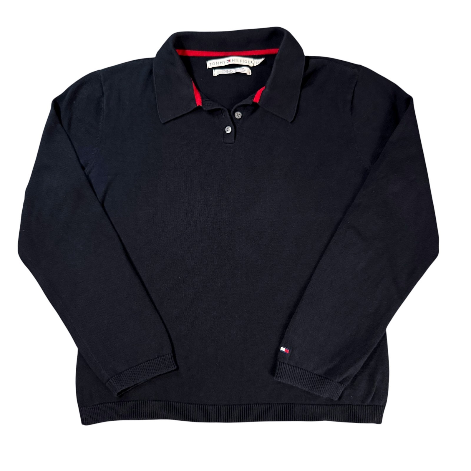 Vintage Tommy Hilfiger Pullover Polo Sweater Navy Blue Women