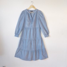 Powder blue corduroy midi dress M&S size 8 cottagecore whimsical boho folk
