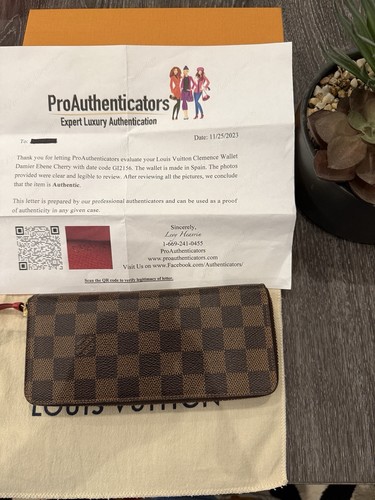 Autentico portafoglio Louis Vuitton Damier Ebene Cherry Clemence certificato di autenticità scatola completa - Foto 9 di 15