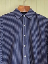Michael Michael Kors Shirt Mens 16.5 34/35 Blue Stripe Regular Fit Dress