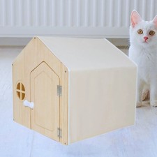 Wooden Cat House Shelter, Durable Pet Habitat Cage for Indoor or Outdoor Cats