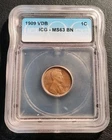 1909 V.D.B.incoln Wheat Cent, I.C.G. M.S.  Brown.