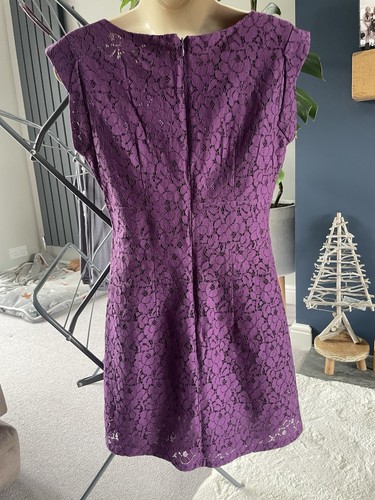 Apricot Dress Purple. Lace Effect. Size 10 60% cotton - Picture 4 of 7