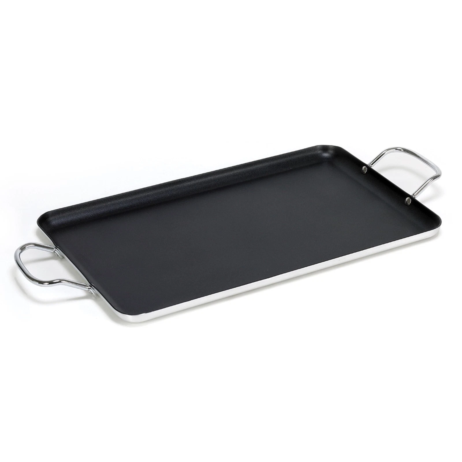 Nonstick Stovetop Double Burner Griddle W/ Metal Handles 19-Inch Black