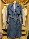 BNWT MOCHY COAT size S/M BLUE DENIM TRENCH DOUBLE BREASTED BELTED WOMENS LONG