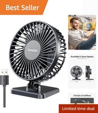 USB Desk Fan, Small But Powerful, Personal Portable Quiet 3 Speeds, Adjustabl...